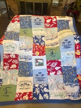 Pottery Barn Kids Coastal Patchwork Quilt - Blue, Red, Green, White